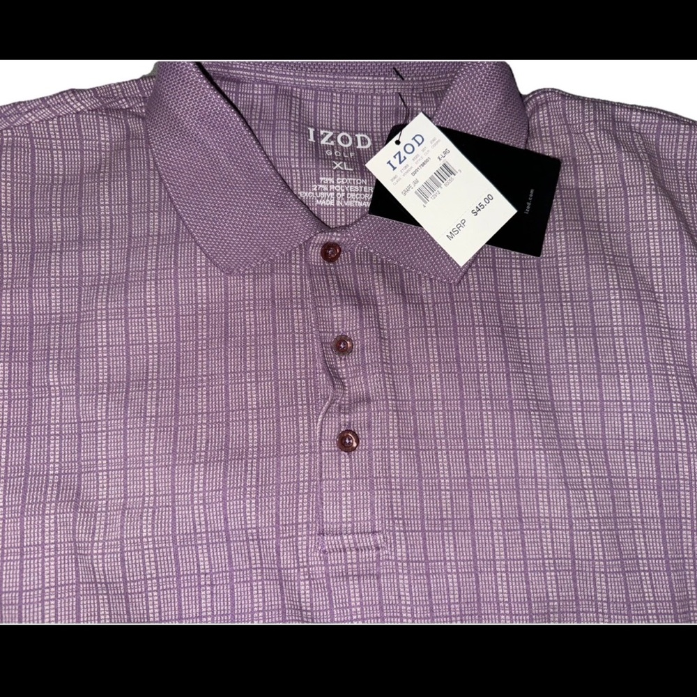 IZOD Polo T-Shirt Purple Stripped Men’s Size XL NWT